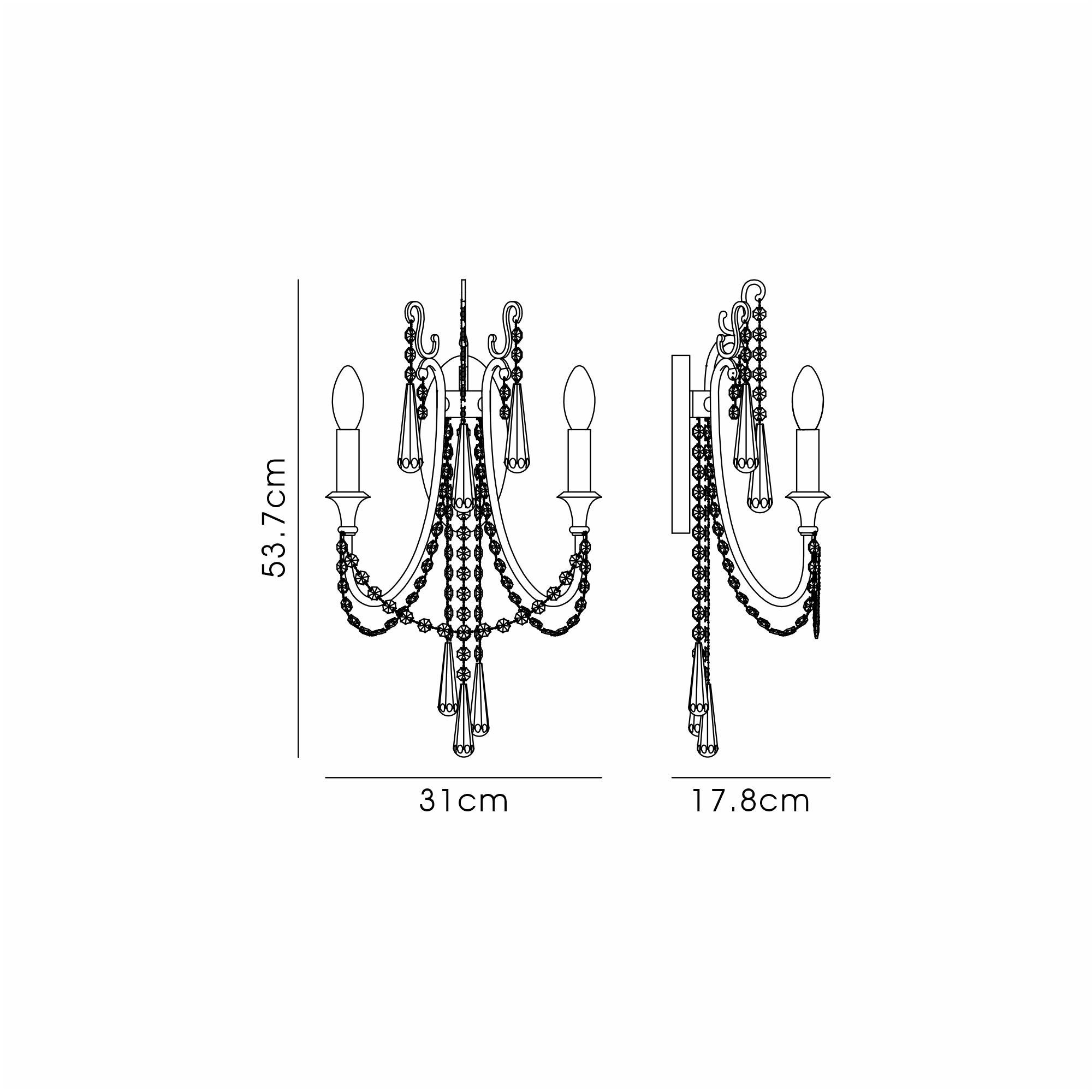 Celine Crystal Wall Lights Diyas Armed Wall Lights